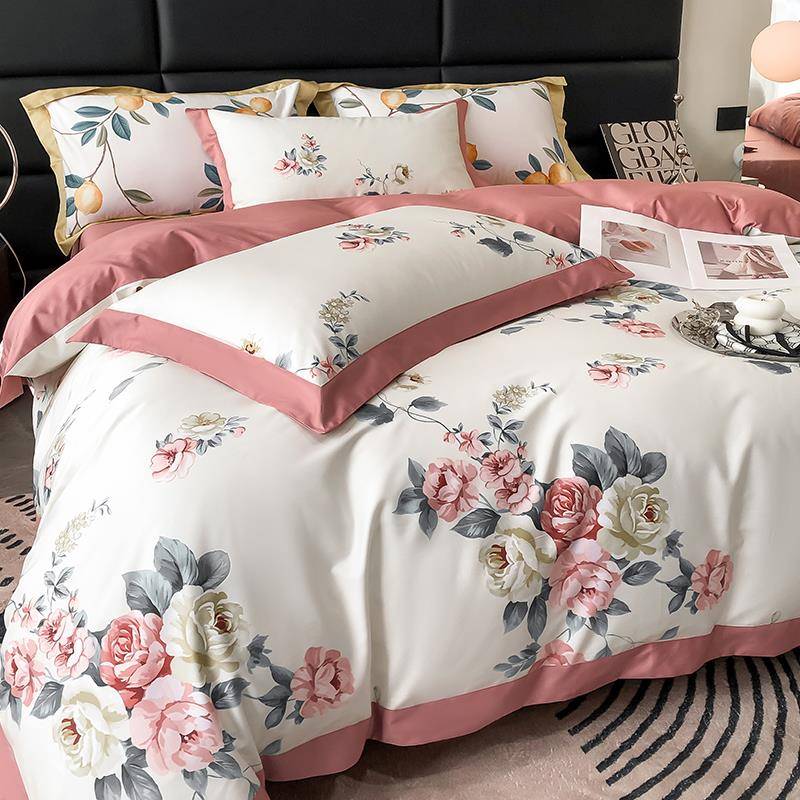 61K3式田园风长居绒棉南纯棉四件套美QTB贡缎通家被单床上 - 图1