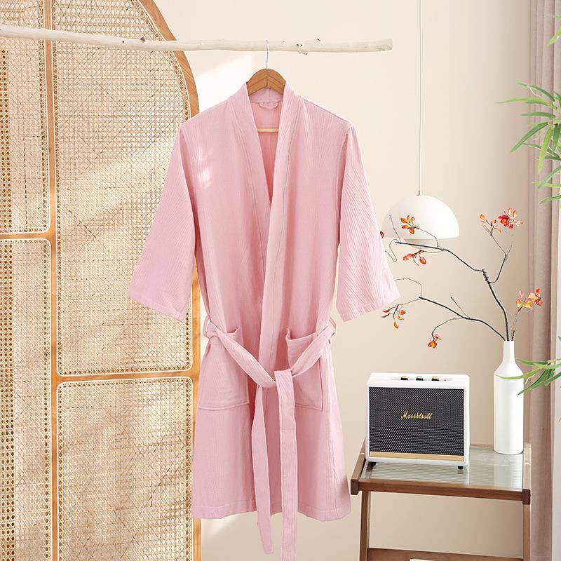 纯浴袍新款棉布浴袍四季款成人情侣通用浴艺袍家纯棉吸水XJS汗蒸 - 图1