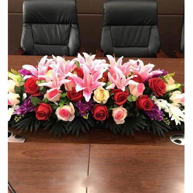 绢花花仿真桌花会议商务用长桌办公室假花台式餐桌花插花高档装饰,淘宝优惠券,粉丝福利购,淘宝优惠卷