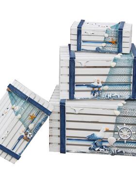 S588地中海家装饰品道收纳箱海酒洋实居木箱子木盒子橱窗布置F75H