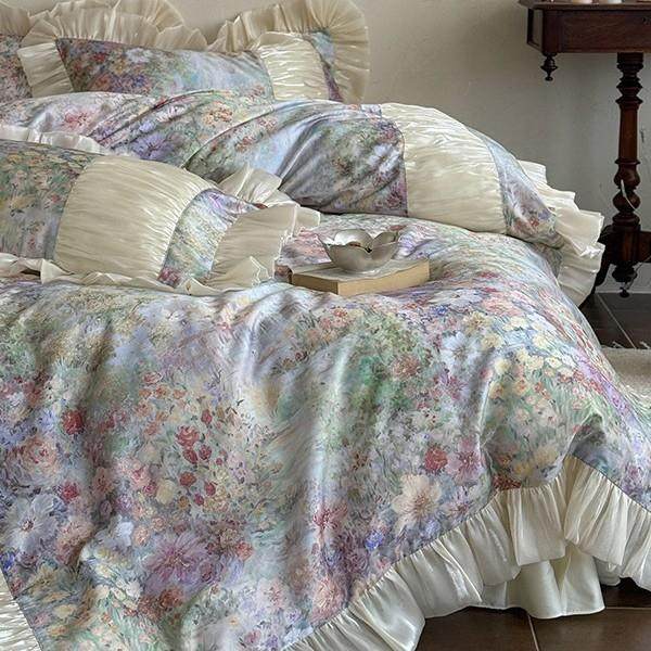 轻奢法式兰精天丝棉四件套高级韩式清新花卉数码印花床上用品,淘宝优惠券,粉丝福利购,淘宝优惠卷