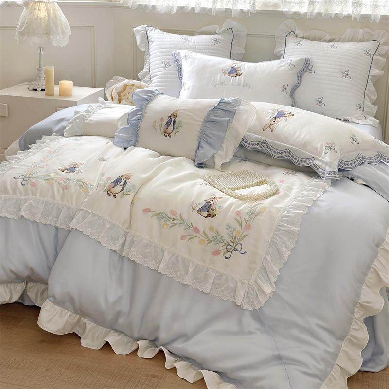 可爱小清新60支天丝四件套夏季新款小兔被套床单冰丝裸睡床上用品,淘宝优惠券,粉丝福利购,淘宝优惠卷