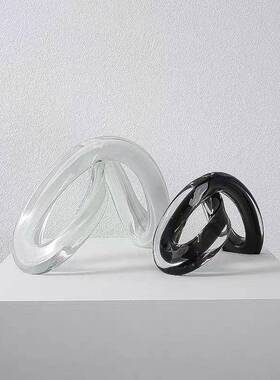 现轻奢黑家玻璃麻花交叉扭转摆样代板间别墅GT-G056居客厅桌面创