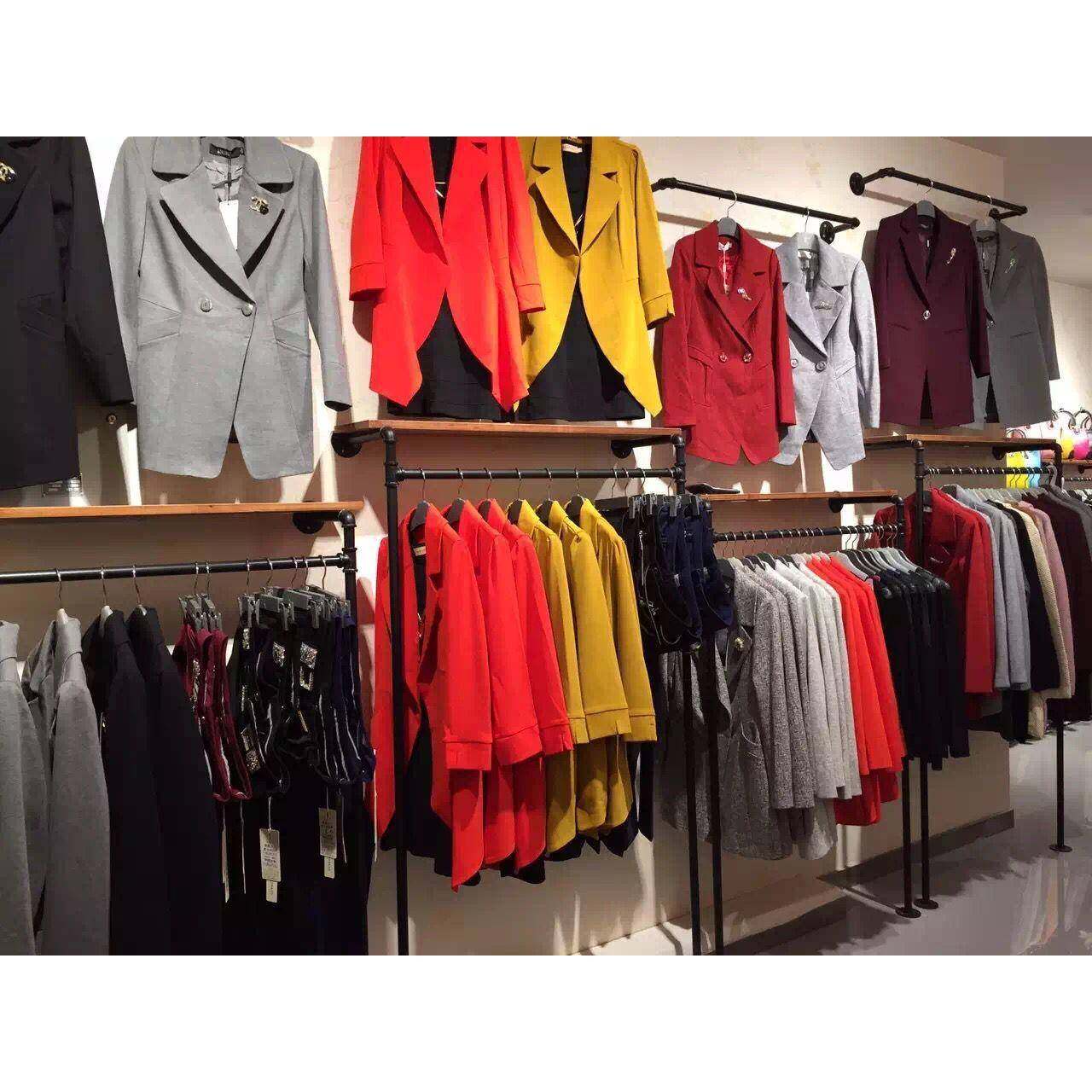 铁艺实木服装架服装店靠墙展示架上墙正挂女装店童装落地式挂衣架,淘宝优惠券,粉丝福利购,淘宝优惠卷