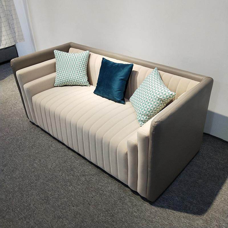 现代简约一字直排皮布沙发家用客厅公寓酒店大堂接待厅双三人沙发,淘宝优惠券,粉丝福利购,淘宝优惠卷