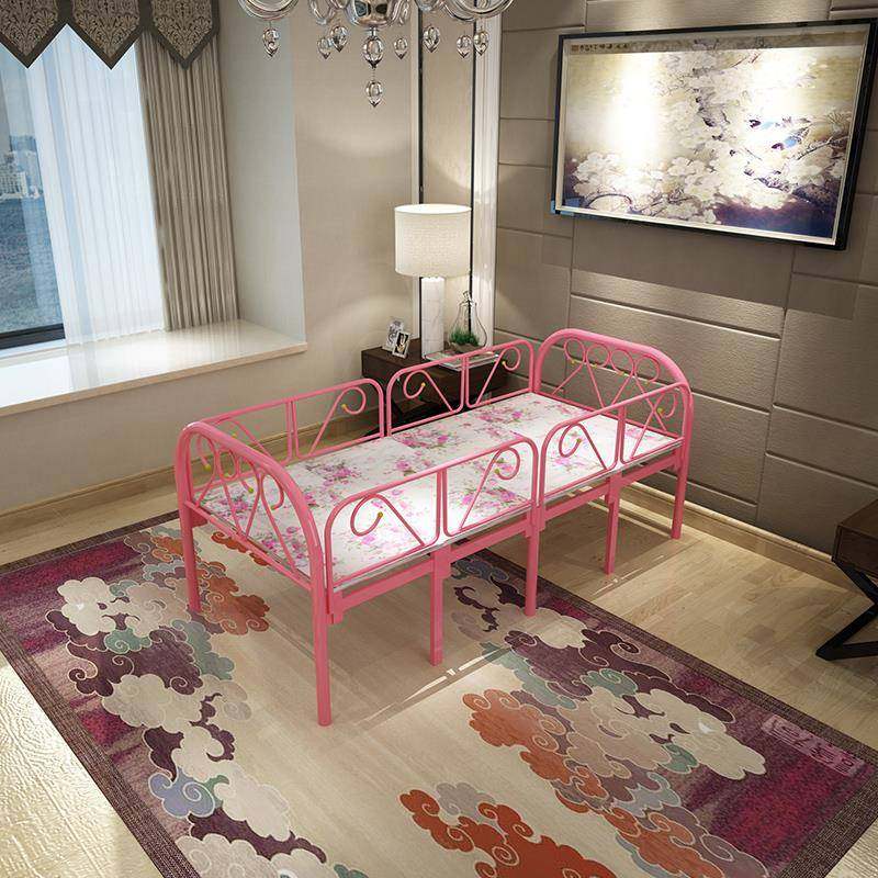 折叠儿童床带护栏男孩女孩幼儿园床拼接床四折单人现代简约铁锦标,淘宝优惠券,粉丝福利购,淘宝优惠卷