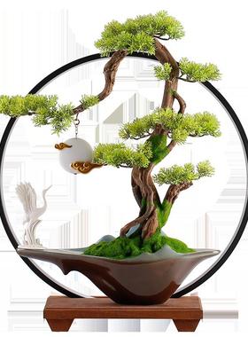 新中仿18036真迎客松崖柏摆装件电视家居办公室桌面绿植盆式栽柜