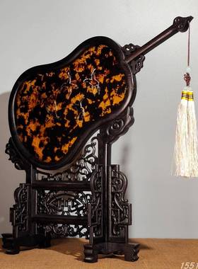 热卖檀木木框嵌摆古玩扇子家居装饰品小叶檀框镶扇形屏F87565MJ风