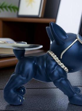 法斗犬LCG收纳托盘放柜钥匙居摆件玄关门口壁鞋高柜档装饰乔迁新