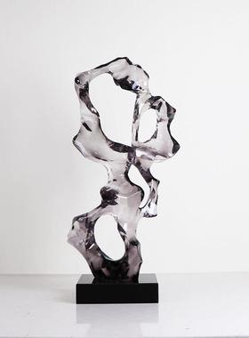 新太中式玄关摆件湖石透明树雕装塑样板脂MC-TY-43房别墅酒店软艺