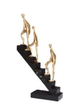 简约现意黑KXN金阶树脂金人攀登人物雕塑代创摆件样板间客厅软梯