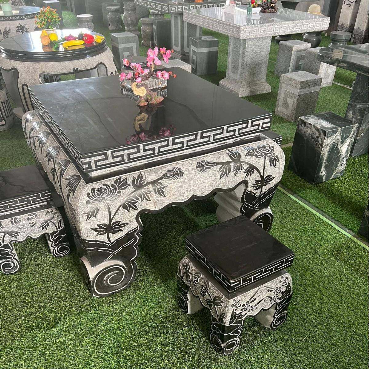 户外花岗岩大理石雕刻石桌凳中式圆形雕花石桌子青石仿古石桌椅,淘宝优惠券,粉丝福利购,淘宝优惠卷