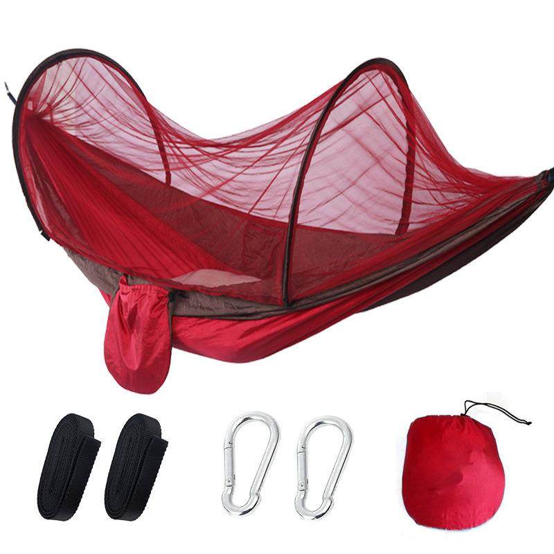 户外露营吊床防蚊防侧翻带蚊帐单双人降落伞自动撑杆防蚊野营吊床,淘宝优惠券,粉丝福利购,淘宝优惠卷