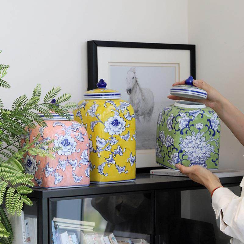 青花瓷陶瓷储物收纳罐子软装饰品手绘花瓶摆件高级感玄关茶几摆件,淘宝优惠券,粉丝福利购,淘宝优惠卷