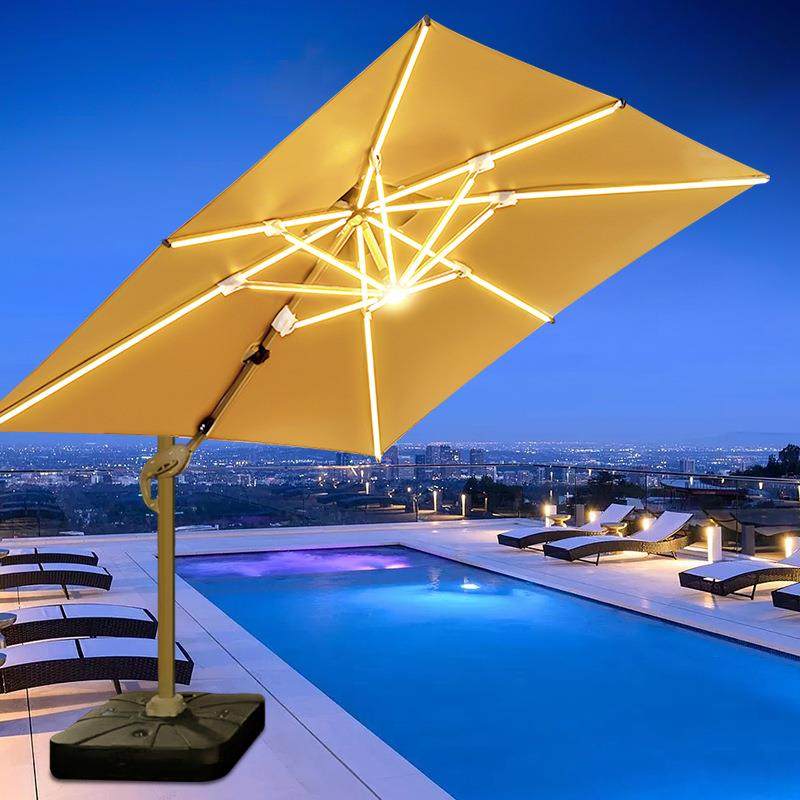 户外遮阳伞太阳能方形大伞花园庭院别墅奶茶店室外休闲区外摆雨伞,淘宝优惠券,粉丝福利购,淘宝优惠卷