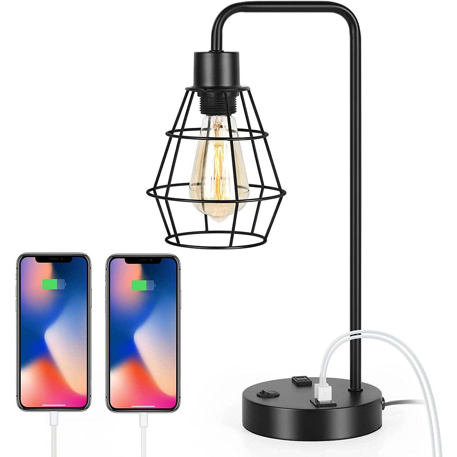 跨镜爆款卧室床头台灯触摸调光双USB充电复古工业台灯,淘宝优惠券,粉丝福利购,淘宝优惠卷