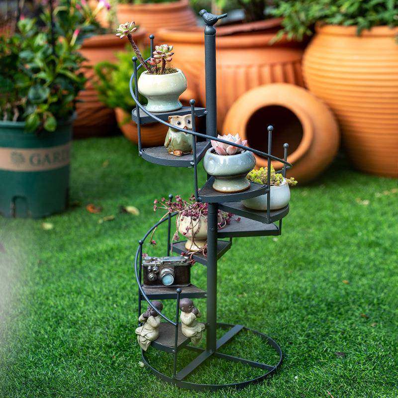 欧式铁艺楼梯花架旋转多层梯式小鸟置物架阳台客厅花盆架子室内,淘宝优惠券,粉丝福利购,淘宝优惠卷