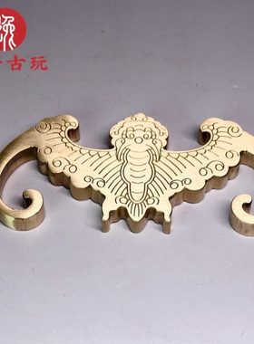 纯铜蝙蝠实心铜镇尺创意书房用品压纸笔搁毛笔架家居复古工艺摆件