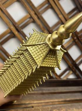 纯黄铜文KRE三昌塔摆件十层13层塔025学生书桌办公2室客厅铜摆设