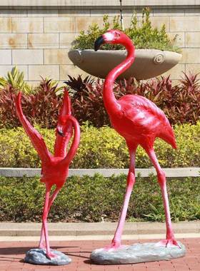 仿真烈鸟摆件户外玻璃钢RBB动物雕塑园林火景观小花园水池类装饰