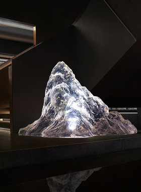 轻奢透明树脂假山l组合桌面装置摆件酒店会所售楼处大厅雕塑装饰