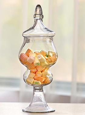 包欧式玻璃果罐邮子玻0687罐璃储物糖罐透明糖果婚庆摆件