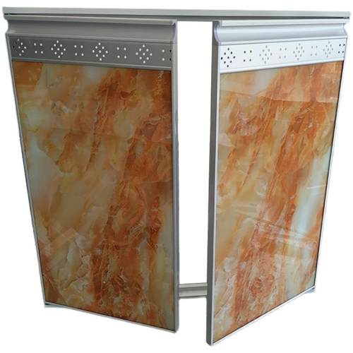 橱柜门定制钢化玻璃带框晶钢门免打孔自装瓷砖大理石厨房灶台柜 - 图3