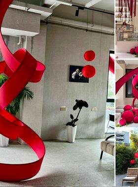 圣诞冬日造绒布带条橱窗摆件网红铺装饰橱窗F986SS77店型打卡造节