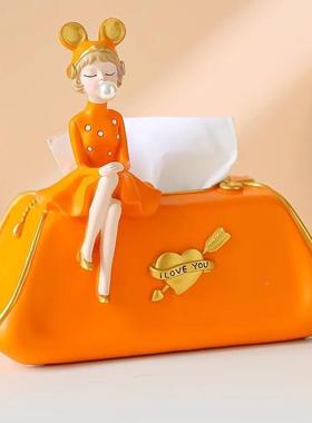 电小众创意抽纸家居玄关柜餐新款纸巾桌收纳摆视件设计轻奢家盒用