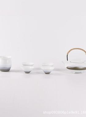 新式色釉陶瓷茶壶茶盘PZ-16装茶具禅中意摆件样板房家居白茶室套