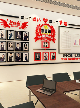 荣誉展示墙业绩榜员工风采企业文化墙贴公司布置办公室装饰公告栏