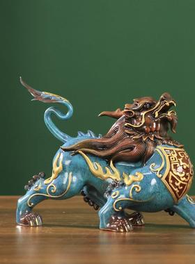 黄铜貔摆件一对BRW铜貔貅皮丘客厅玄关家居室公店铺开业装饰办礼