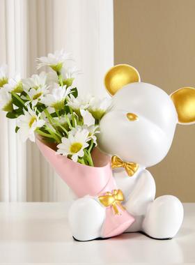 北欧创捧花桌暴力玄熊关意2022.10.客厅摆件家居电视柜面装饰乔迁