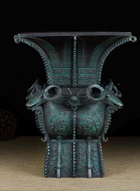 黄纯铜四羊羊方SY-8980尊摆办公室装饰家居客厅摆件四件方尊商务