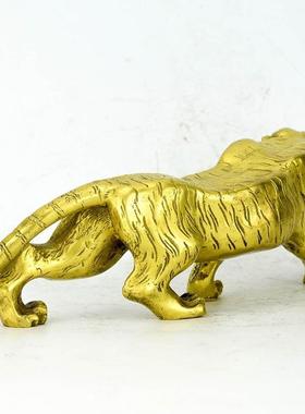 精工纯3381313虎黄铜仿古摆老虎长城生肖虎虎啸山虎河铜器件老虎