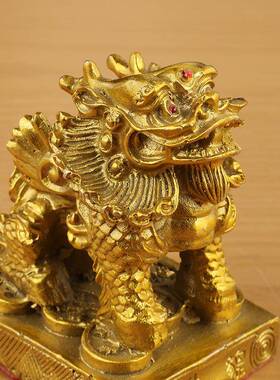 铜貔貅摆方一件黄铜单角双角式底貔貅对358客厅玄关中家居饰品