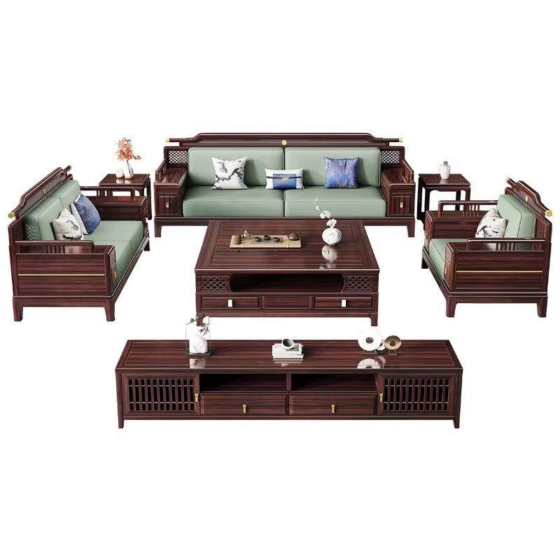 新中式乌金木实木沙发客厅家具全套别墅家用新款轻奢家具实木沙发,淘宝优惠券,粉丝福利购,淘宝优惠卷