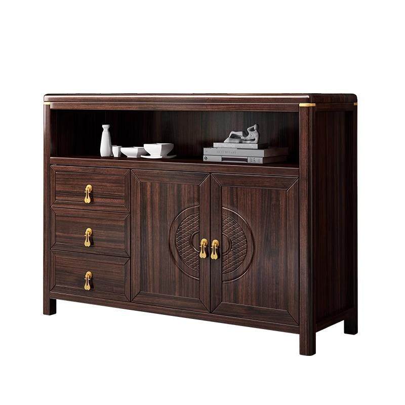 新中式乌金木实木餐边柜现代简约茶水柜客厅家用厨房收纳储物碗柜,淘宝优惠券,粉丝福利购,淘宝优惠卷