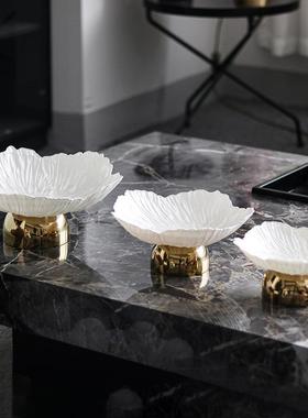 轻奢果创板意花瓣果盘组合摆件样房酒店收纳盘零食糖干盘TXY装饰