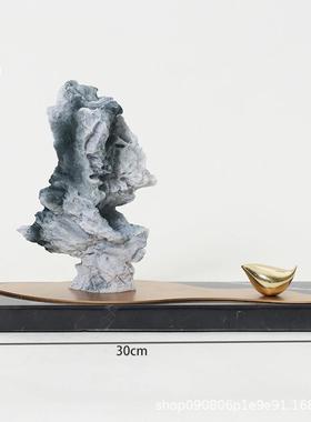 新店中式禅意假山小鸟摆样摆板房玄PZ582件关茶室酒台面设书柜软