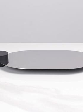 奢板现简约极简金属几何镜面托盘摆件样房售楼处软代轻装饰品JFA