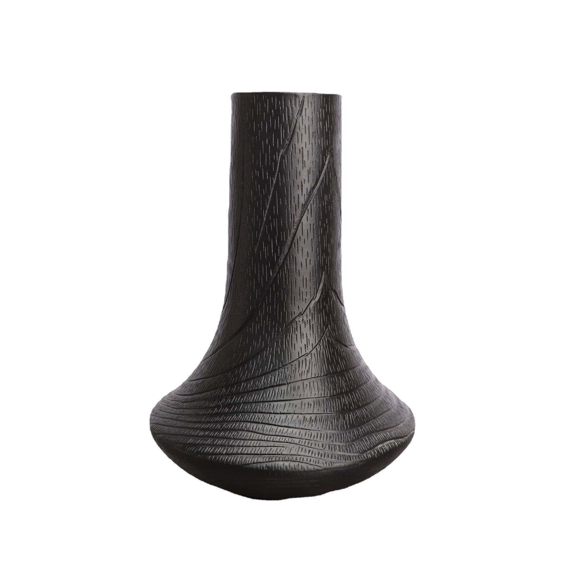 现代简约客厅样板房茶几桌面花瓶装饰品黑色木纹插花花器树脂摆件,淘宝优惠券,粉丝福利购,淘宝优惠卷