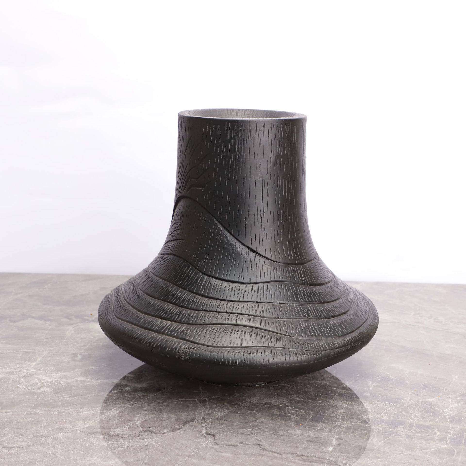 现代简约客厅样板房茶几桌面花瓶装饰品黑色木纹插花花器树脂摆件,淘宝优惠券,粉丝福利购,淘宝优惠卷