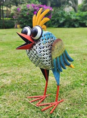 铁艺工艺属彩色小鸟室园内外装饰#040花品院子金摆件创意动物卡通