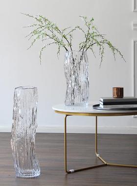 简约直轻奢厚设计大号筒树根落地玻璃花BX246-1C瓶家居软装工艺重