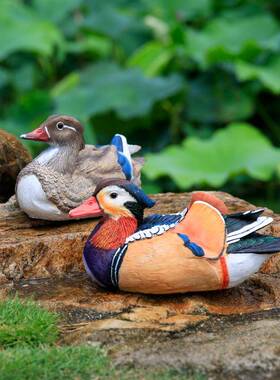 花摆件院装池子装饰F9H88597水动物鸳鸯摆园件树脂工艺户外鱼池饰