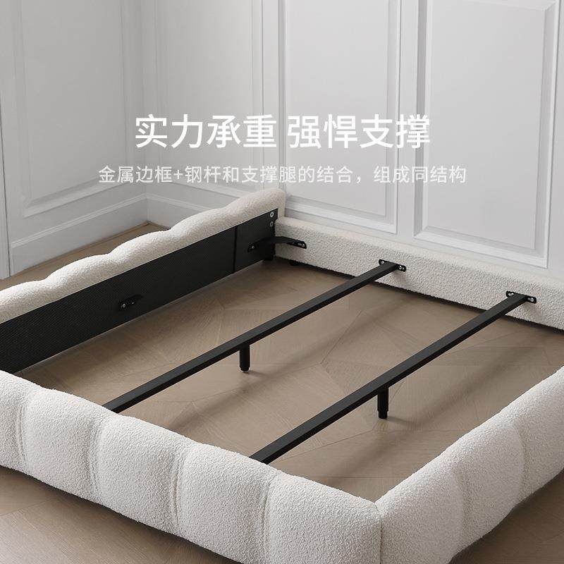 泡芙无床头床FGE油型风8小户主卧大床轻法式复古奶风落地1.米布艺,淘宝优惠券,粉丝福利购,淘宝优惠卷