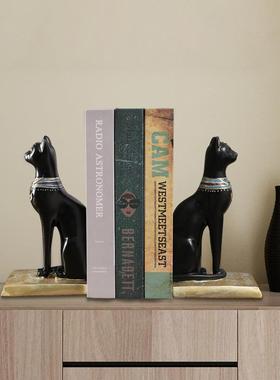 7126N复古埃及猫挡树脂轻奢玄书房书书板柜摆件样房装饰关黑猫书