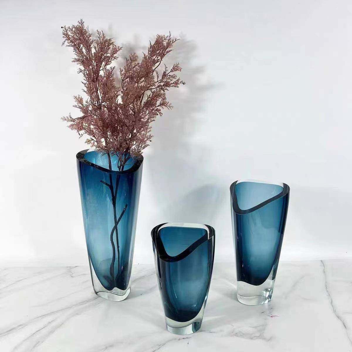 现代简约琉璃花瓶摆件创意客厅插花器轻奢样板间玄关桌面软装饰品,淘宝优惠券,粉丝福利购,淘宝优惠卷