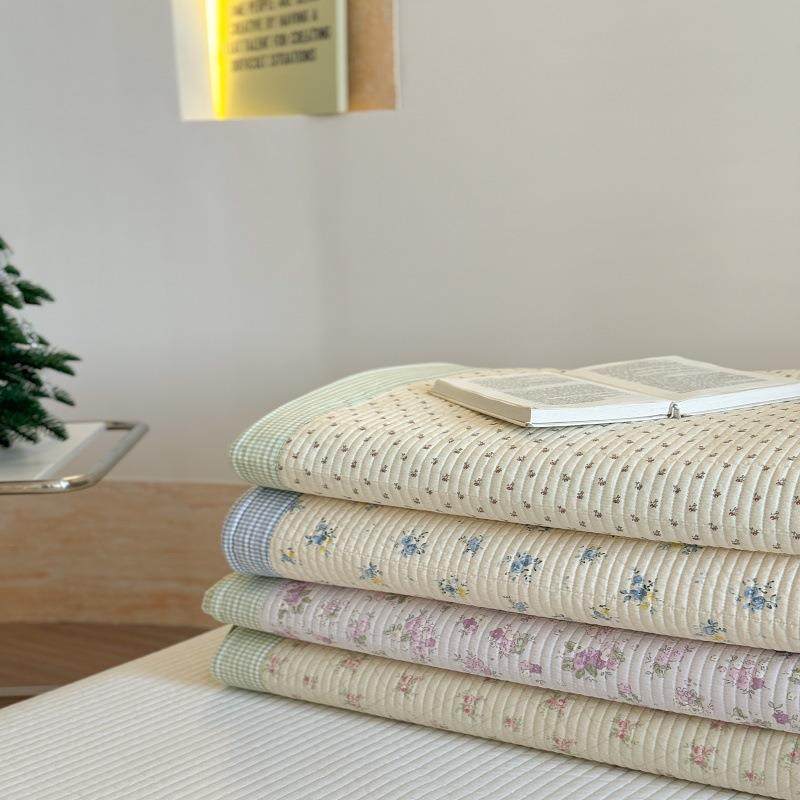 韩风格子撞色包边双面全棉夹棉绗缝高温砂洗床盖三件套防滑床单++,淘宝优惠券,粉丝福利购,淘宝优惠卷